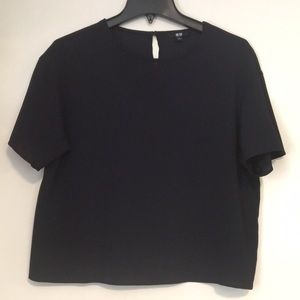 NWOT Uniqlo navy blouse Sz SMALL